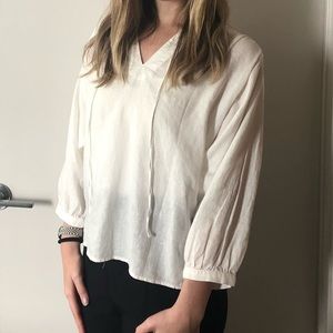 Uniqlo White Linen Top - S